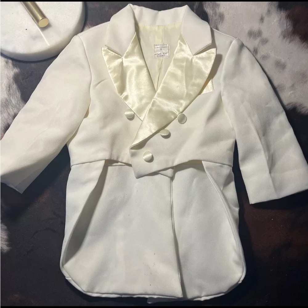White Tux Jacket Boys Wedding Formal Size Small Size 1